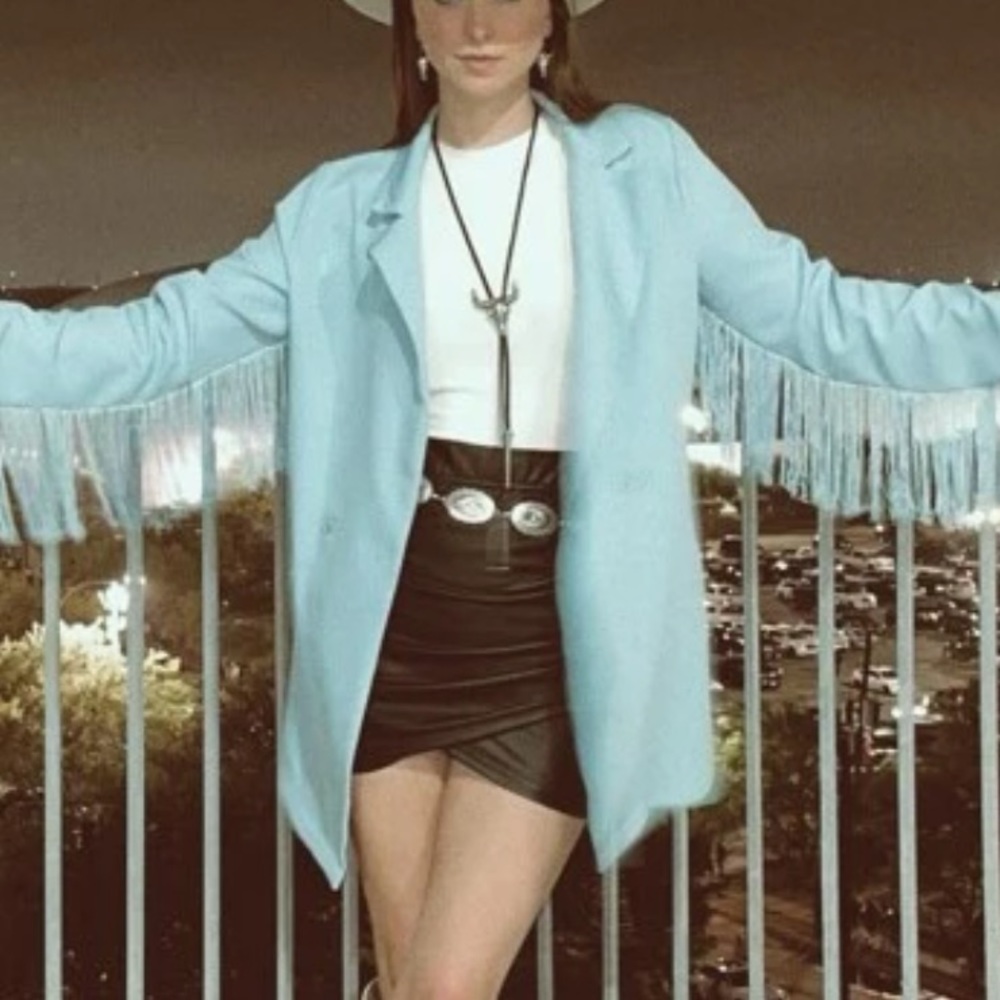 Blue blazer with fringe
